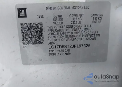 2018 Chevrolet Malibu Lt из США, поврежденный, VIN 1G1ZD5ST2JF197325